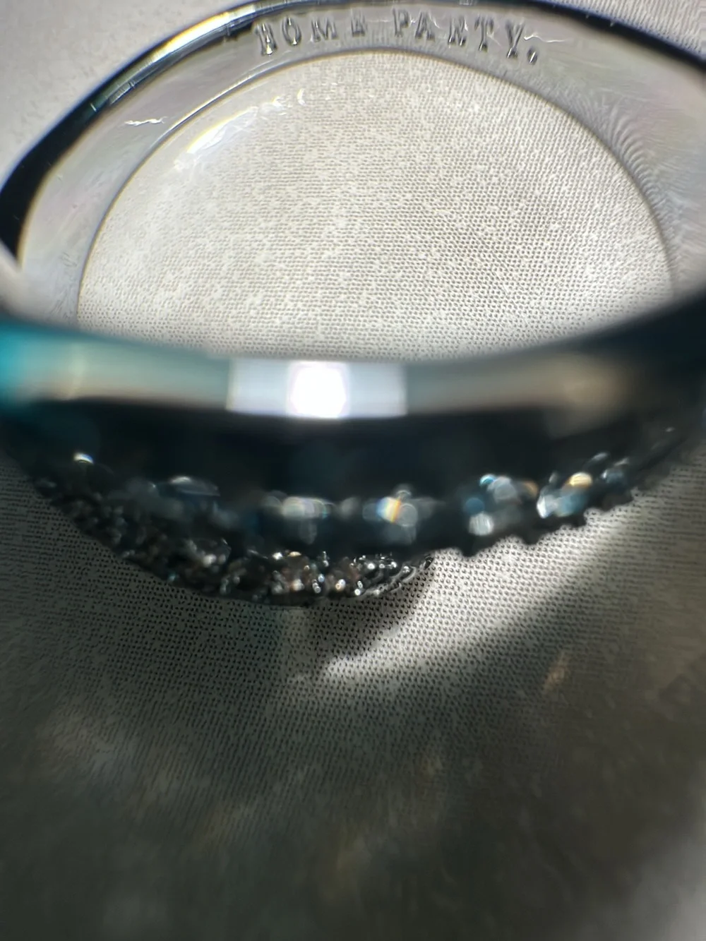 Bomb Party  Silver Blue Topaz & Cubic Zirconia Curved Ring